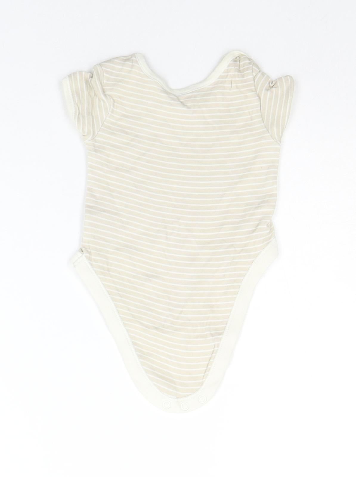 George Baby Beige Striped  Babygrow One-Piece Size 6-9 Months