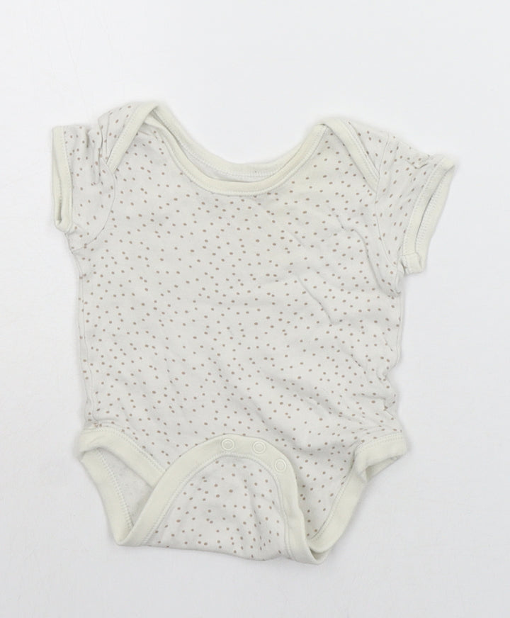 George Baby Beige Polka Dot Babygrow One-Piece Size 6-9 Months