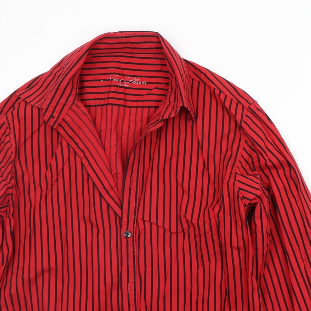 NEXT Mens Red Striped   Button-Up Size M