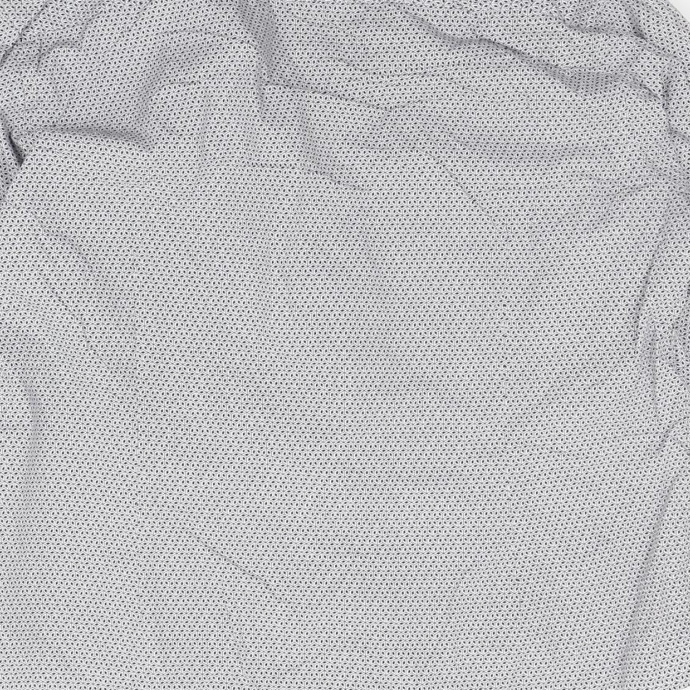 Burton Menswear Mens Grey Geometric   Button-Up Size 16.5