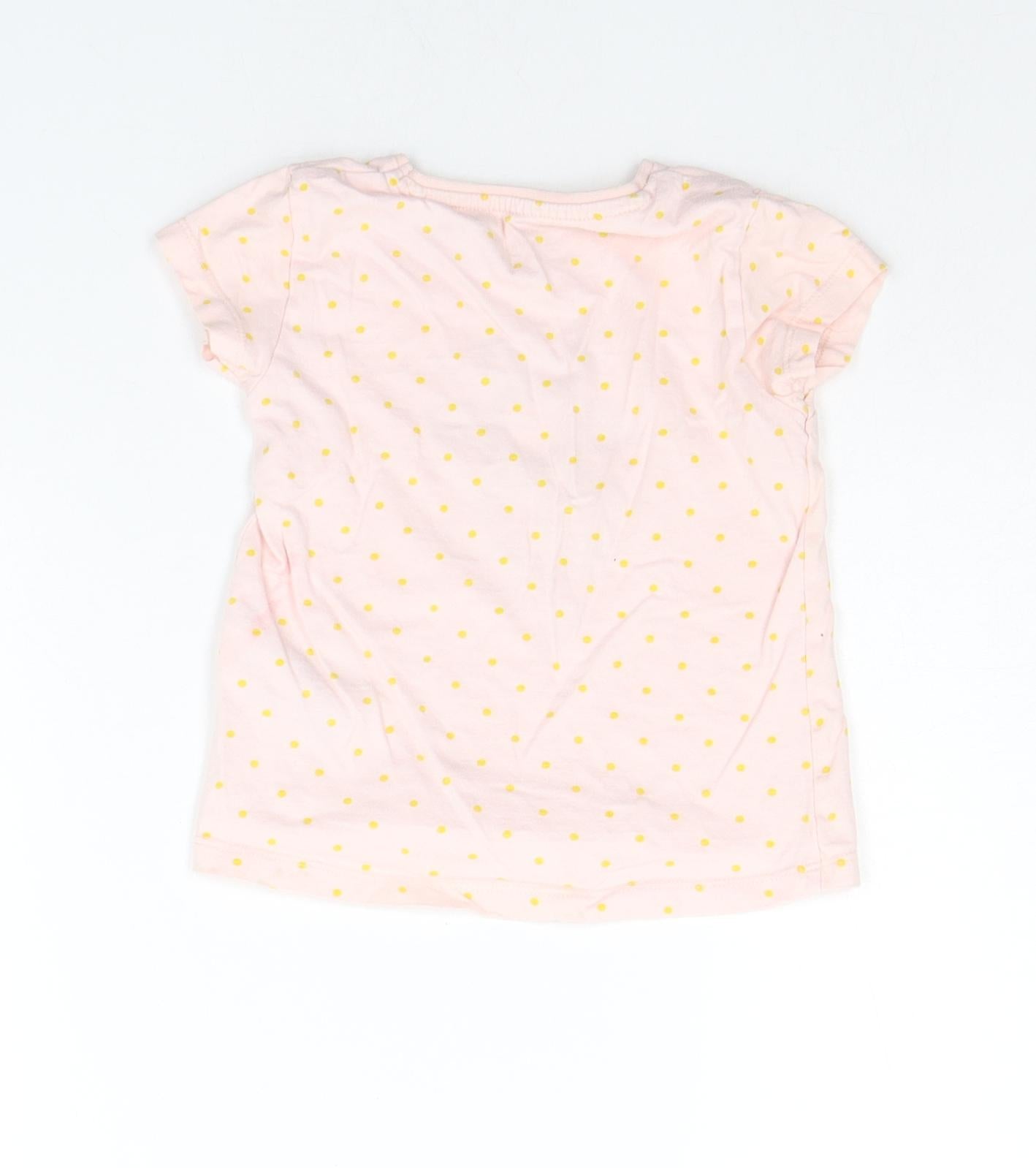 Primark Baby Pink Striped  Basic T-Shirt Size 12-18 Months  - flowers