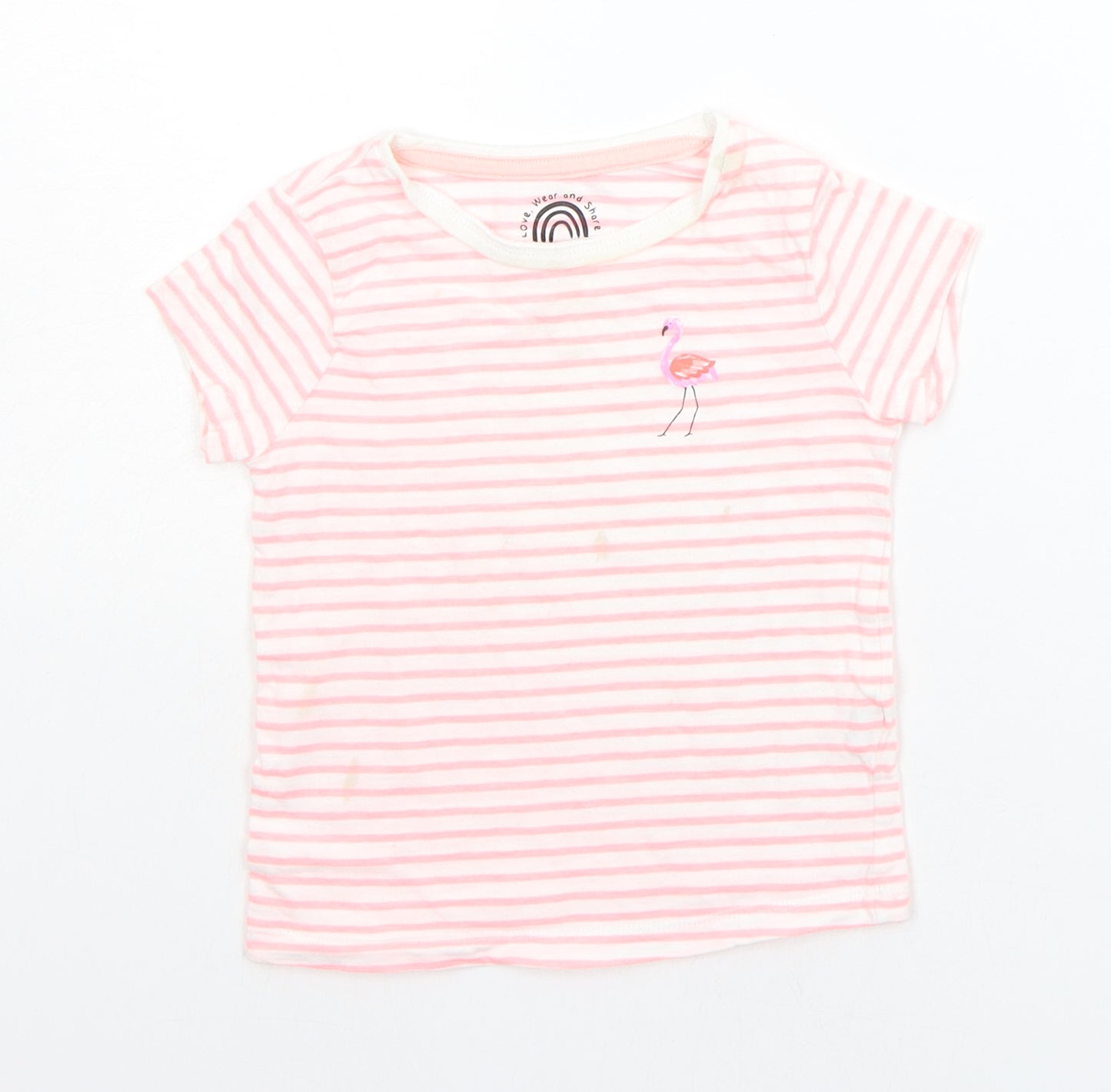 F&F Baby Pink Striped  Basic T-Shirt Size 18-24 Months  - flamingo
