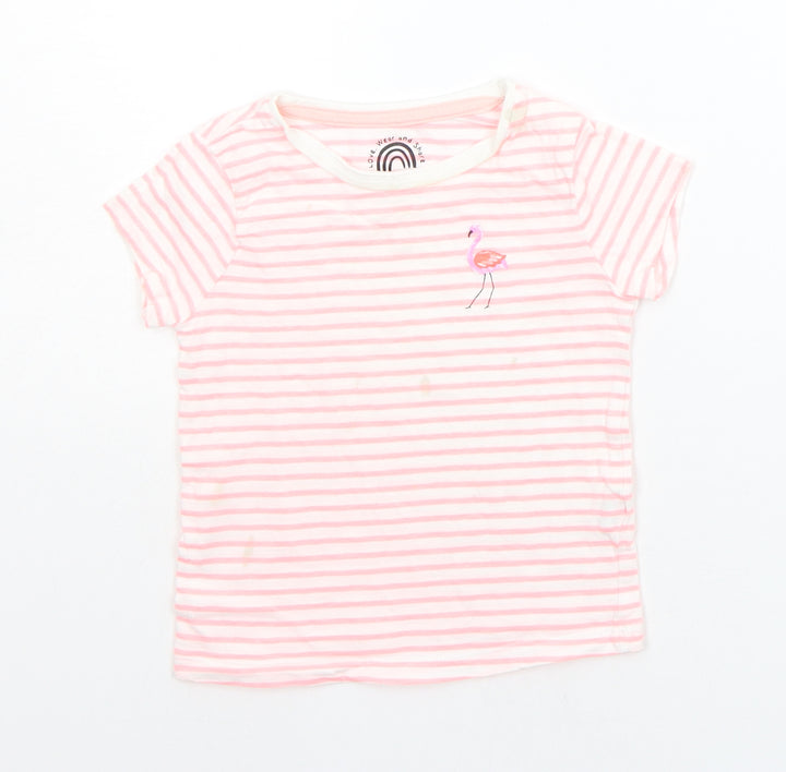 F&F Baby Pink Striped  Basic T-Shirt Size 18-24 Months  - flamingo
