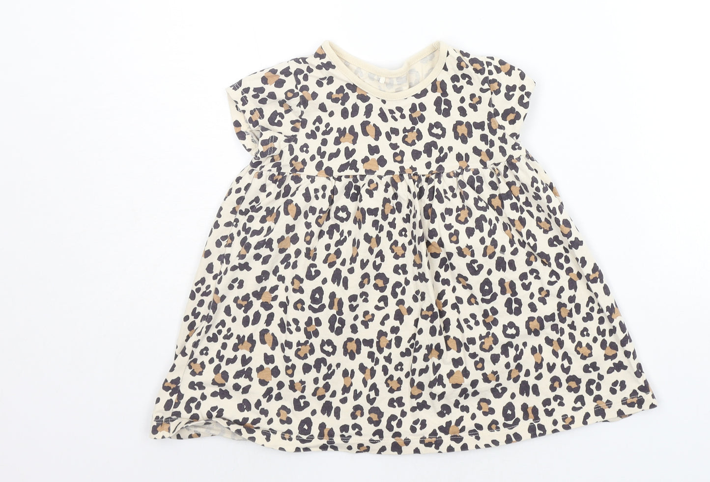 George Baby Beige Animal Print  T-Shirt Dress  Size 12-18 Months