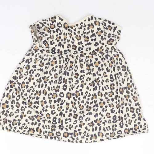 George Baby Beige Animal Print  T-Shirt Dress  Size 12-18 Months