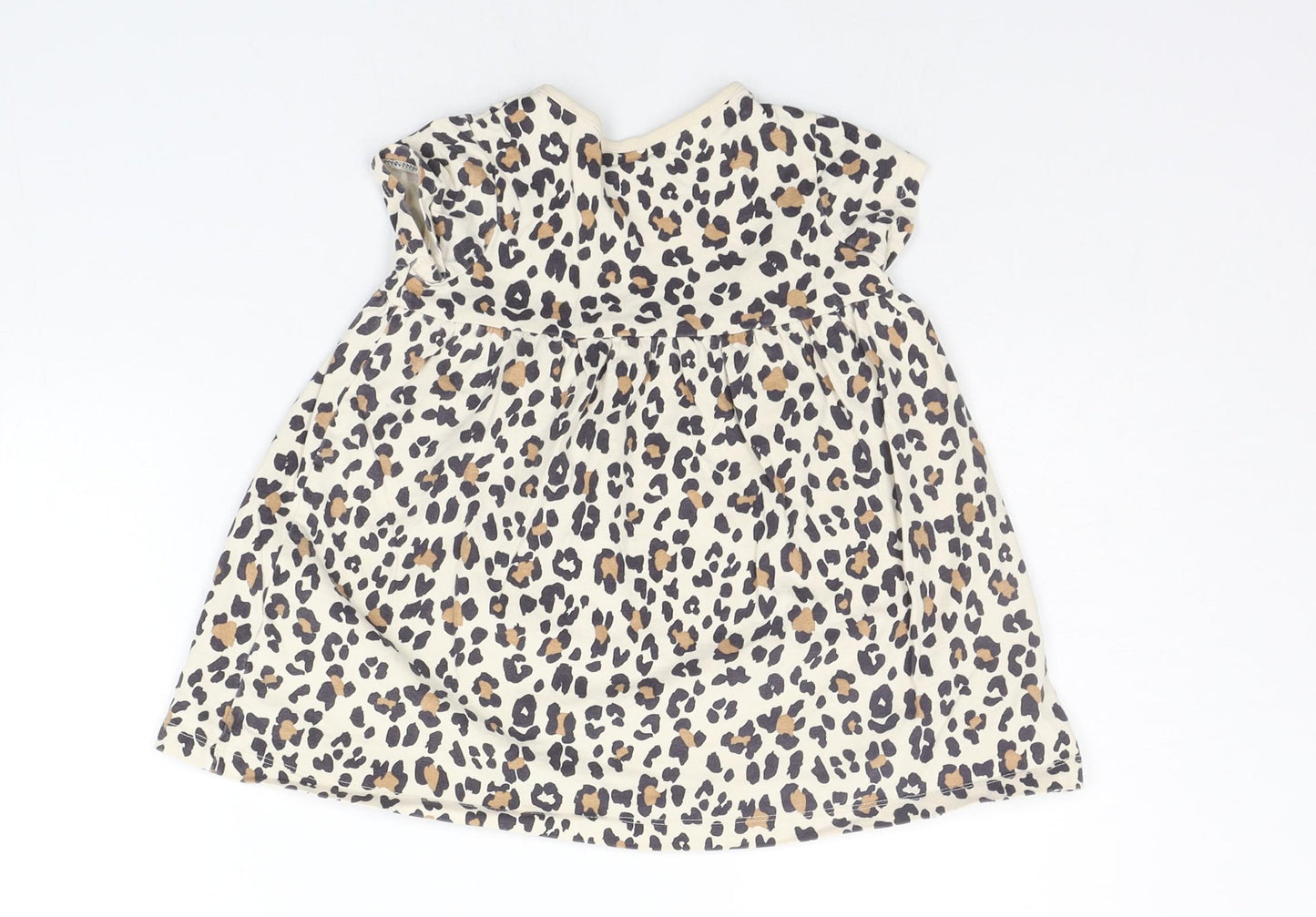 George Baby Beige Animal Print  T-Shirt Dress  Size 12-18 Months
