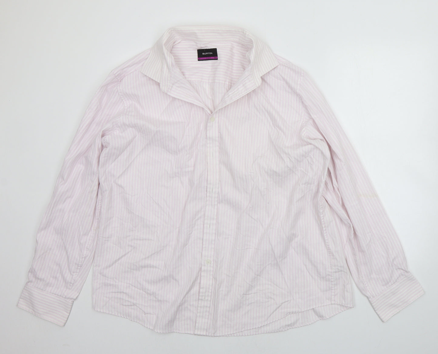 Burton Mens Pink Striped   Button-Up Size 19