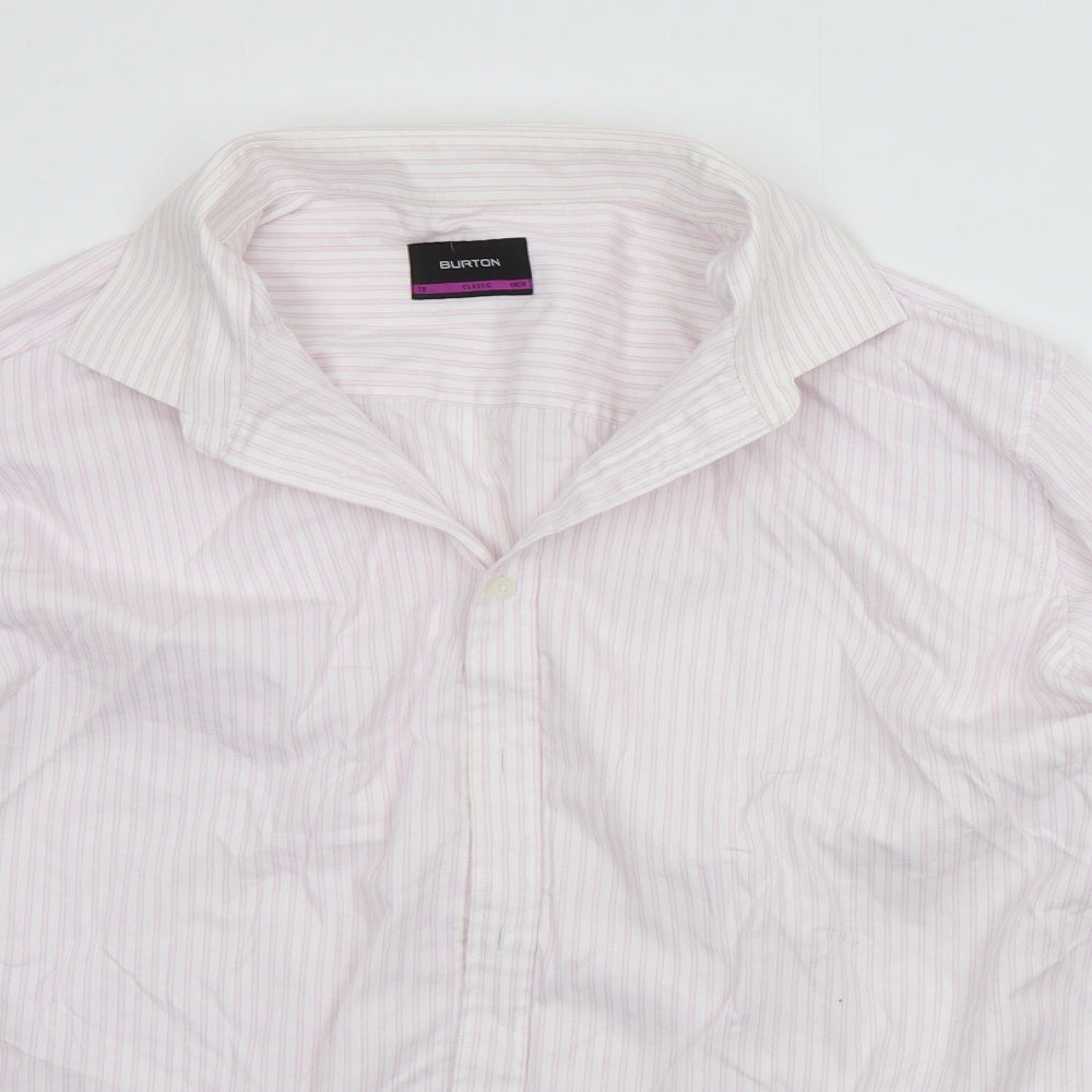 Burton Mens Pink Striped   Button-Up Size 19