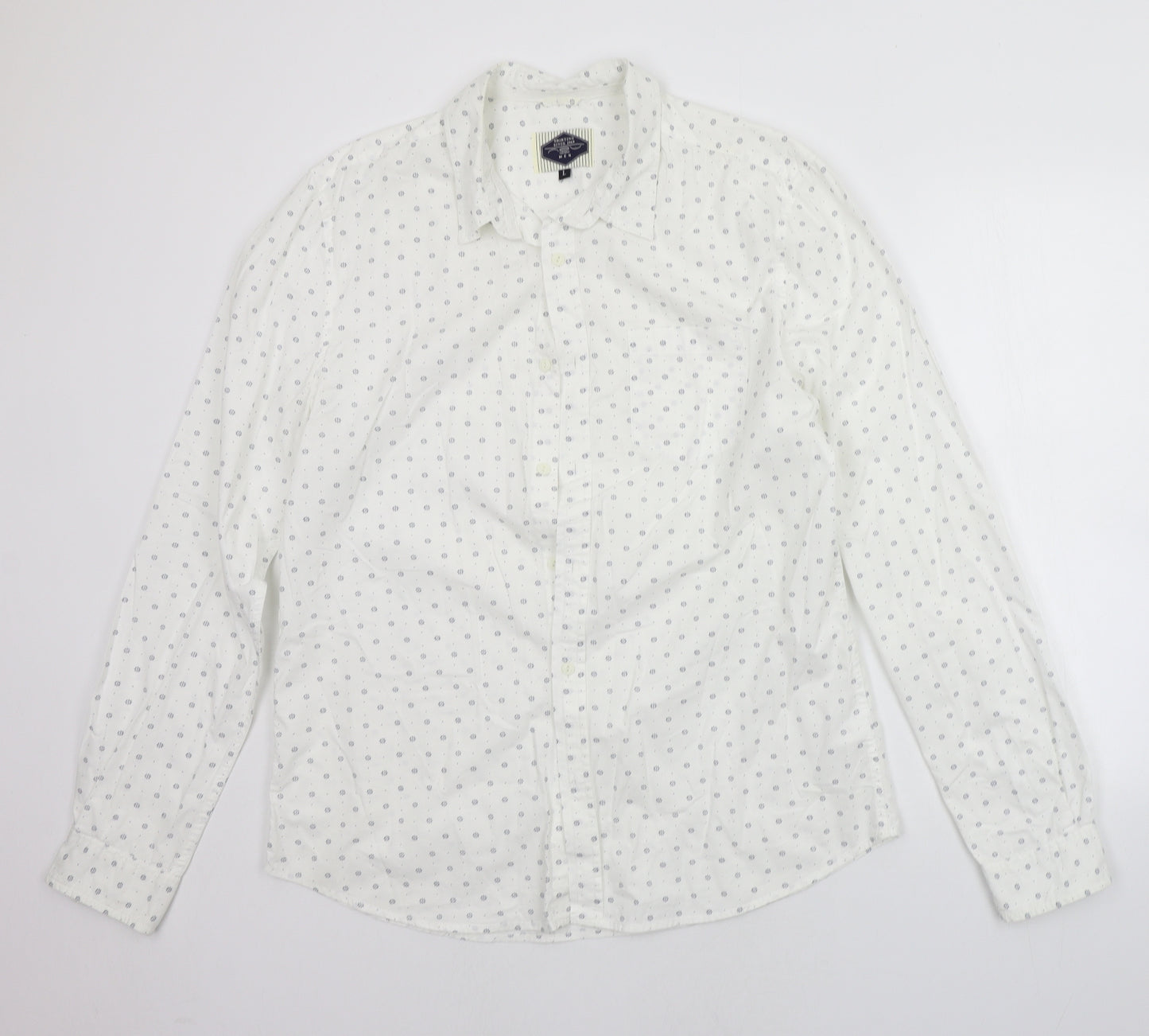 New Look Mens White Geometric   Button-Up Size L