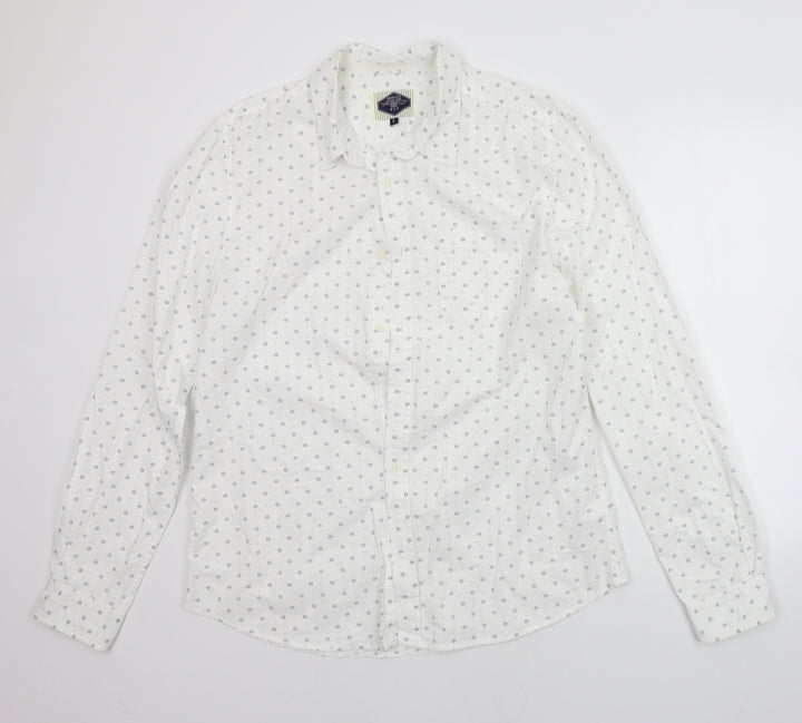New Look Mens White Geometric   Button-Up Size L
