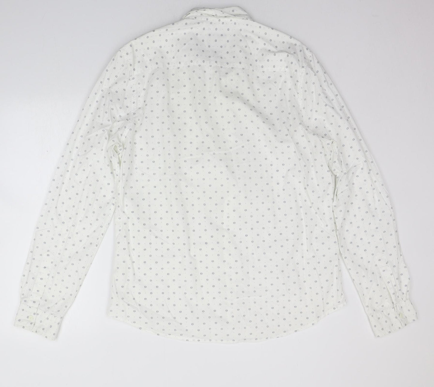 New Look Mens White Geometric   Button-Up Size L