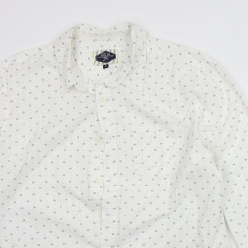New Look Mens White Geometric   Button-Up Size L