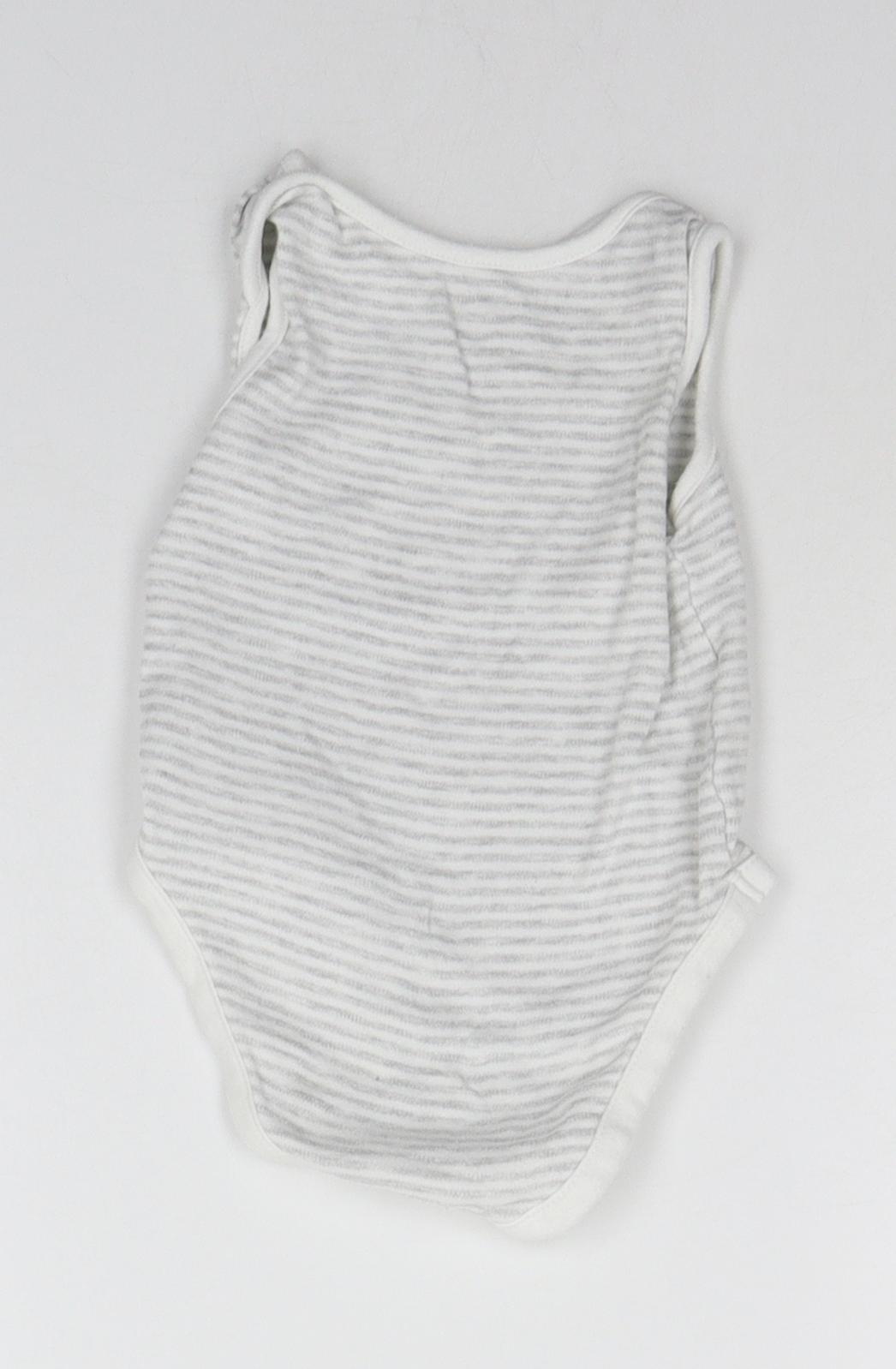 Very Baby Grey Striped  Babygrow One-Piece Size 12-18 Months