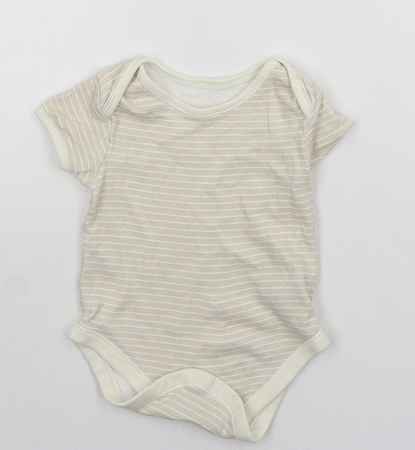 George Baby Beige Striped  Babygrow One-Piece Size 9-12 Months