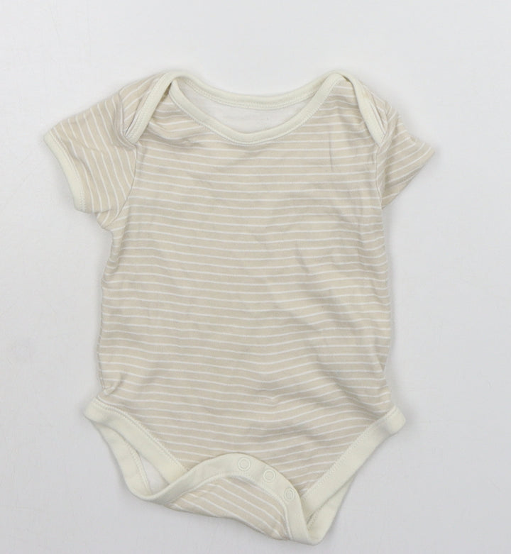 George Baby Beige Striped  Babygrow One-Piece Size 9-12 Months