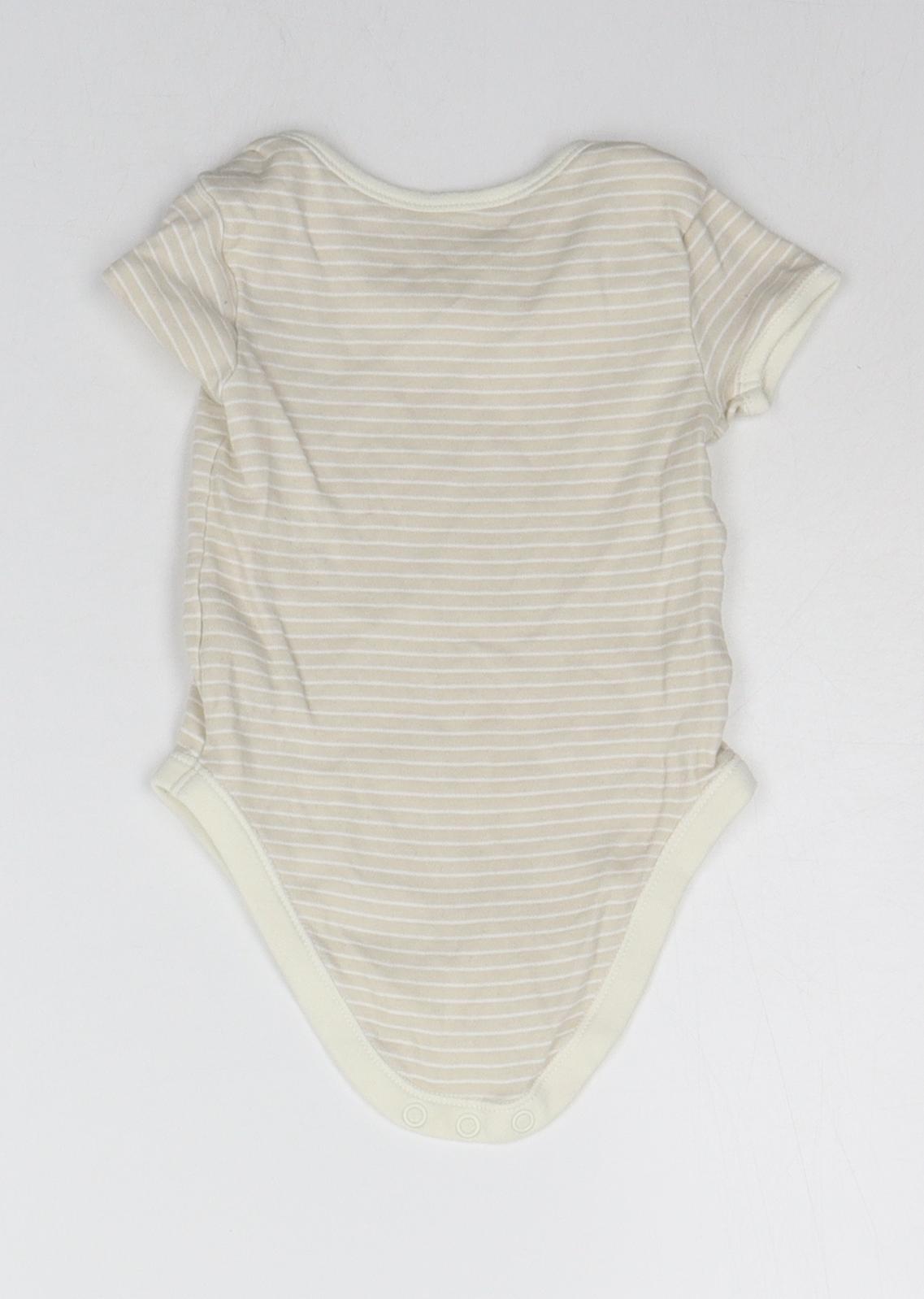 George Baby Beige Striped  Babygrow One-Piece Size 9-12 Months