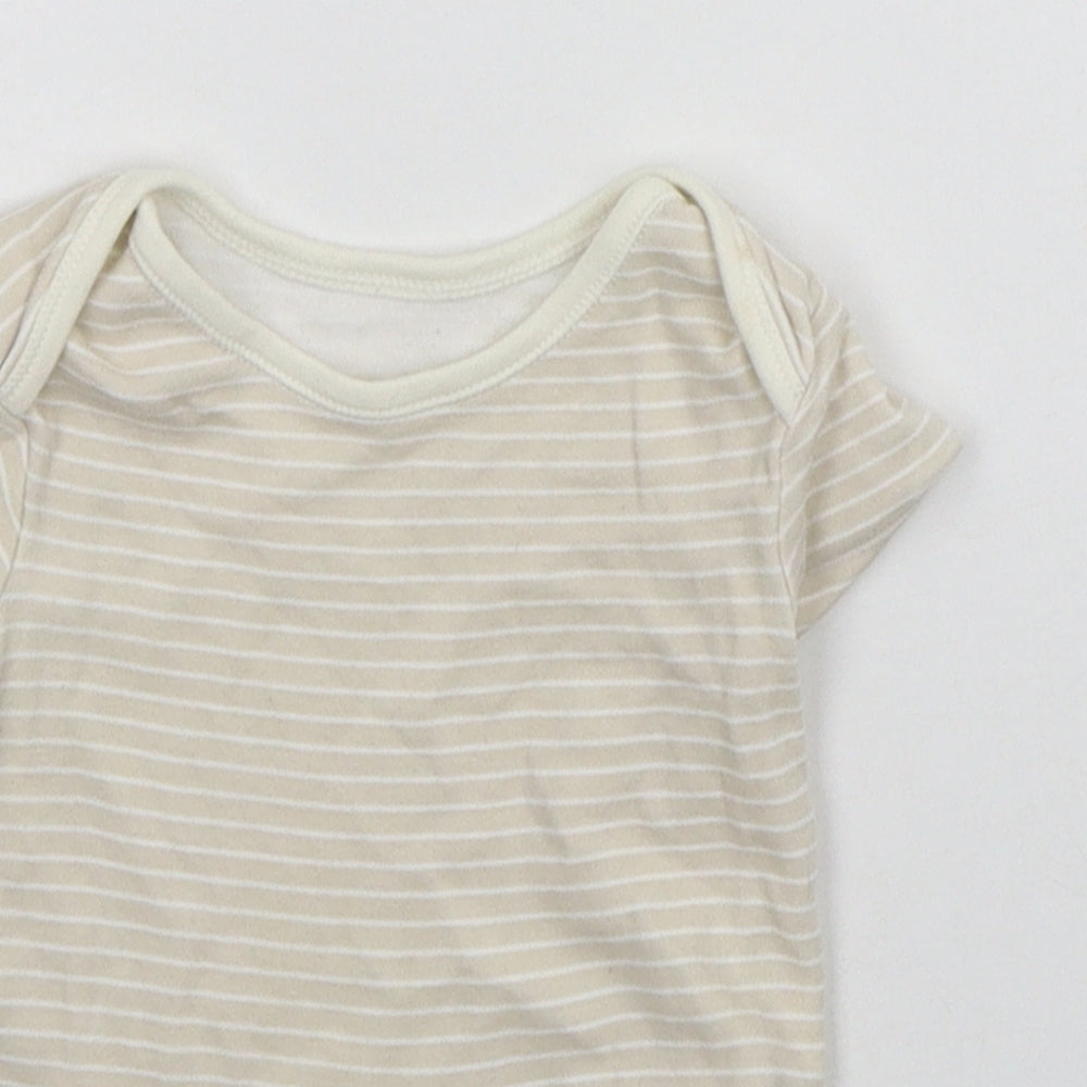 George Baby Beige Striped  Babygrow One-Piece Size 9-12 Months