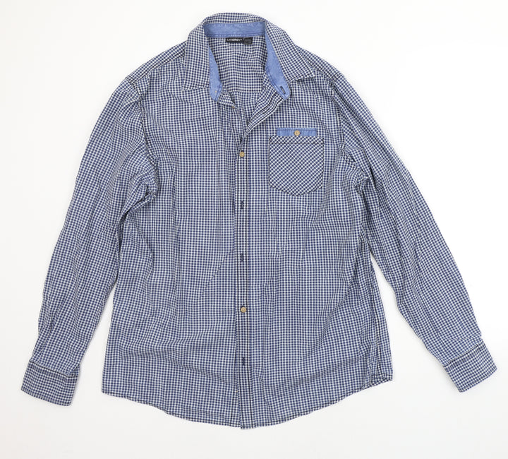 Livergy Mens Blue Check   Button-Up Size L