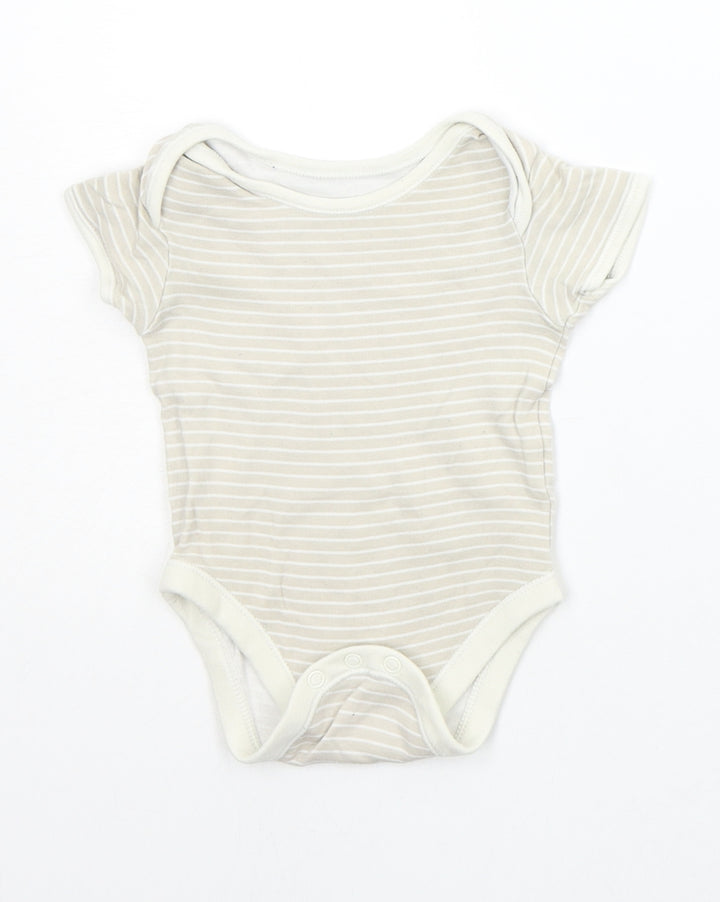 George Baby Beige Striped  Babygrow One-Piece Size 6-9 Months