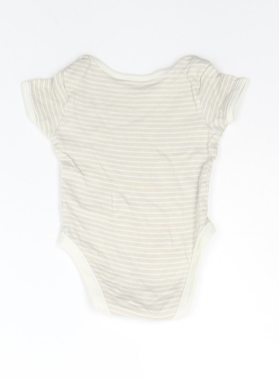 George Baby Beige Striped  Babygrow One-Piece Size 6-9 Months