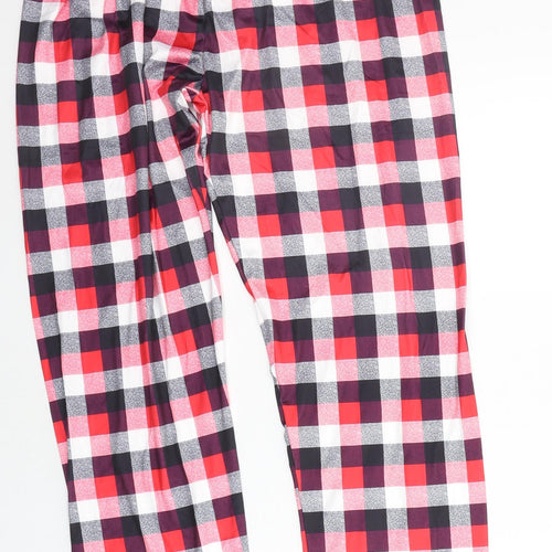 Preworn Womens Red Check  Top Pyjama Pants Size M