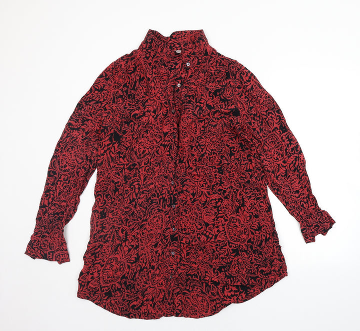 Monsoon Womens Red Geometric Shirt Dress Size M