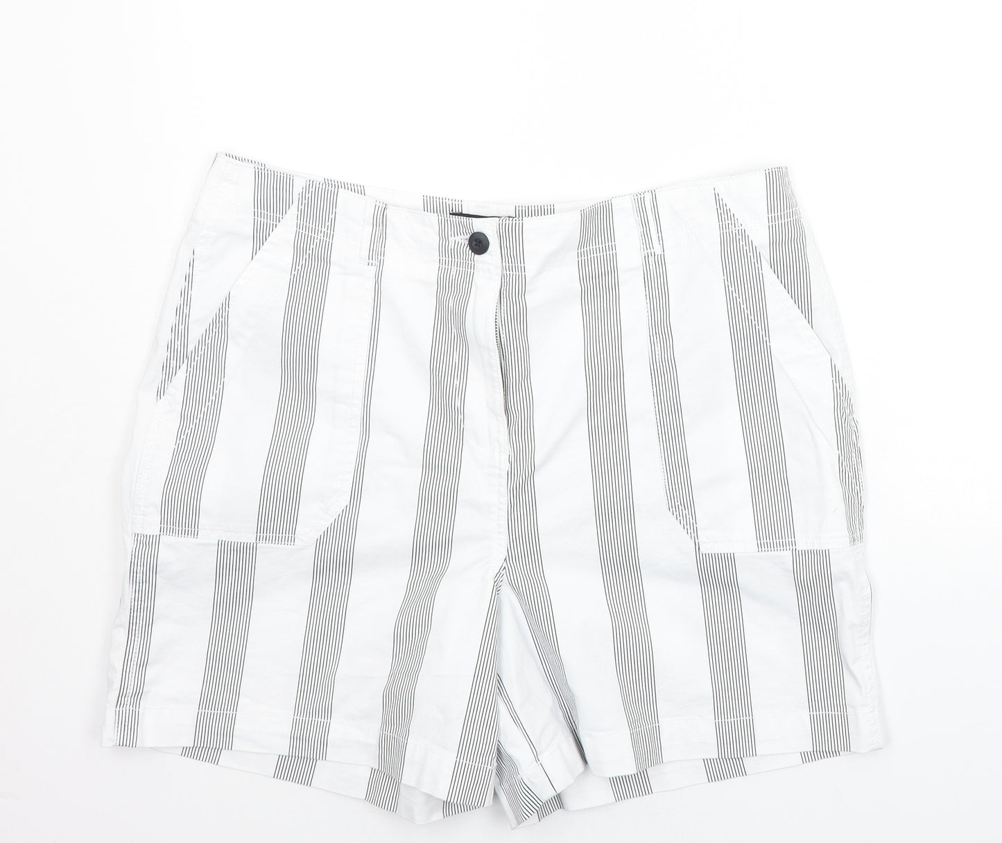 NEXT Womens White Striped  Chino Shorts Size 16