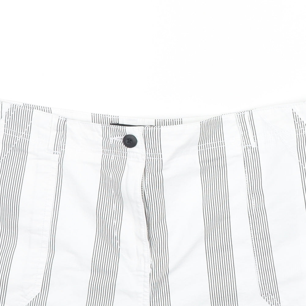 NEXT Womens White Striped  Chino Shorts Size 16