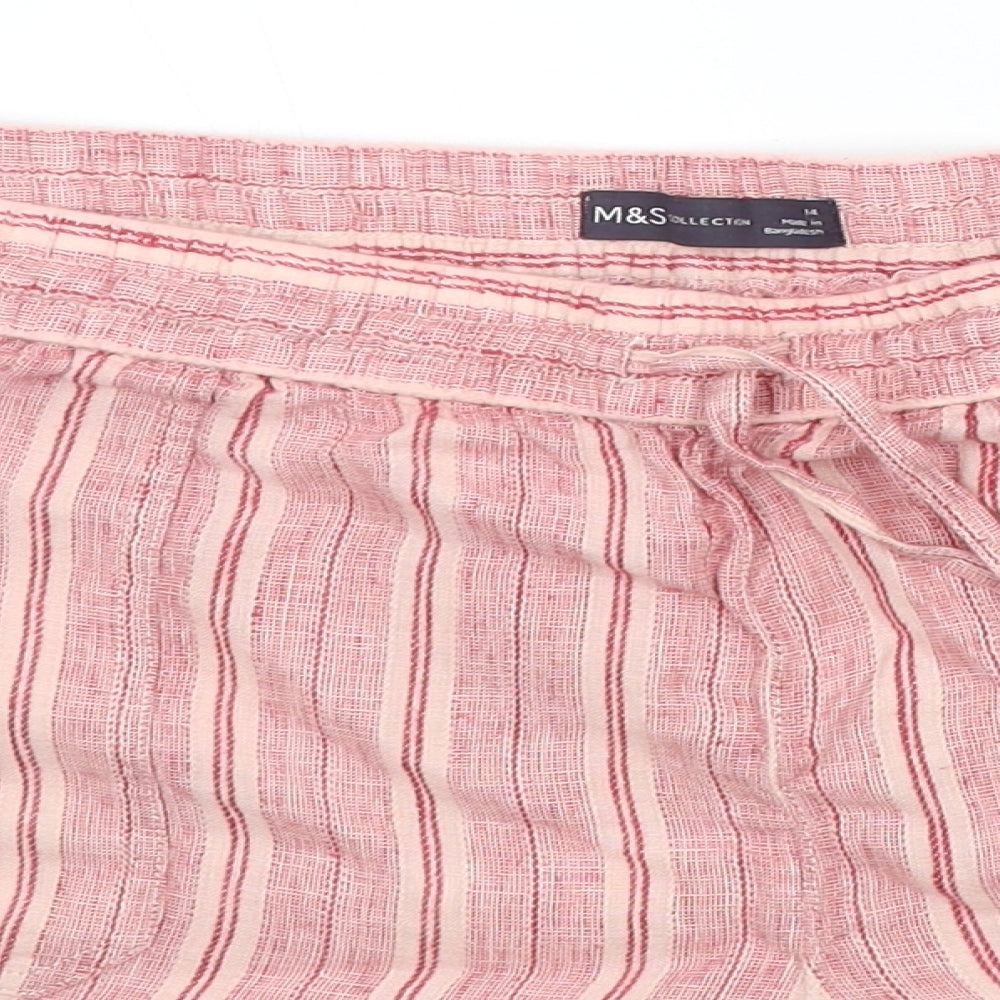 Marks and Spencer Womens Orange Striped  Cut-Off Shorts Size 14