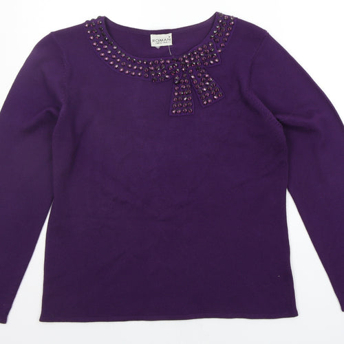 Roman Womens Purple   Pullover Jumper Size M  - jewl detail