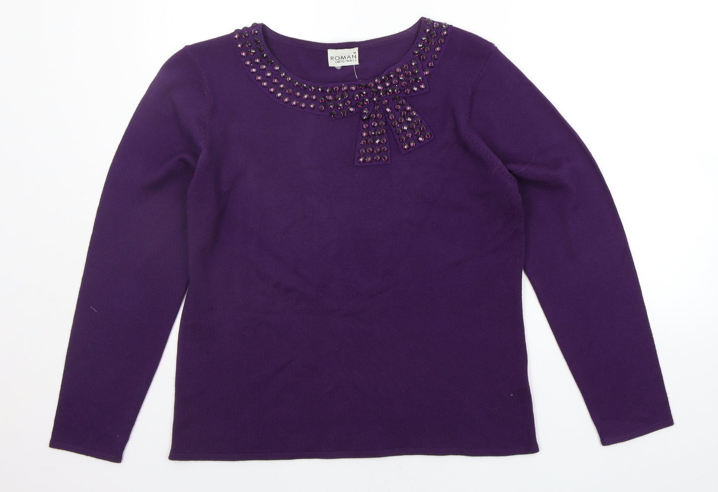 Roman Womens Purple   Pullover Jumper Size M  - jewl detail