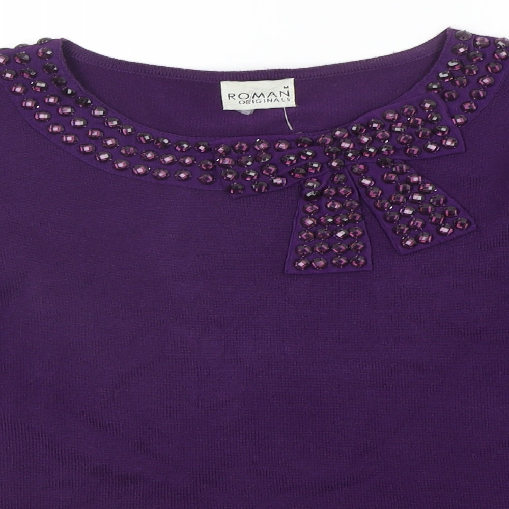 Roman Womens Purple   Pullover Jumper Size M  - jewl detail