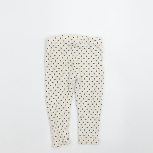F&F Girls Ivory Polka Dot   Trousers Size 9-12 Months  - leggings