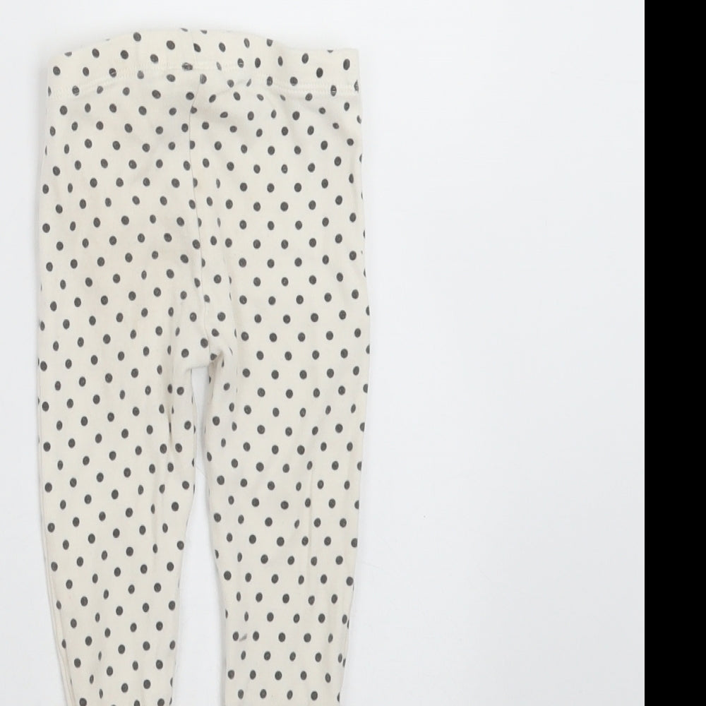 F&F Girls Ivory Polka Dot   Trousers Size 9-12 Months  - leggings