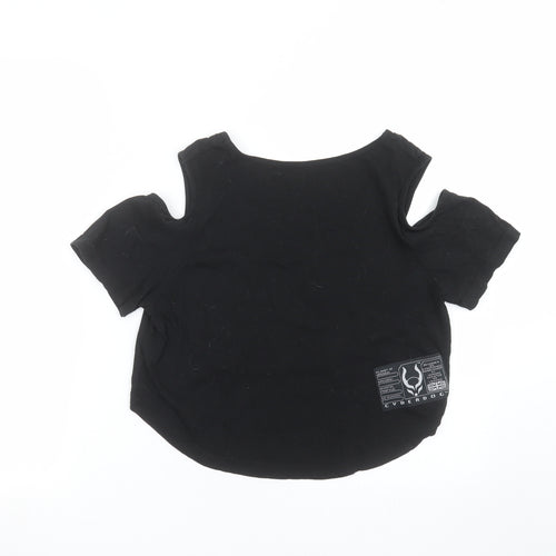 Cyberdog Womens Black   Cropped T-Shirt Size S  - aliens
