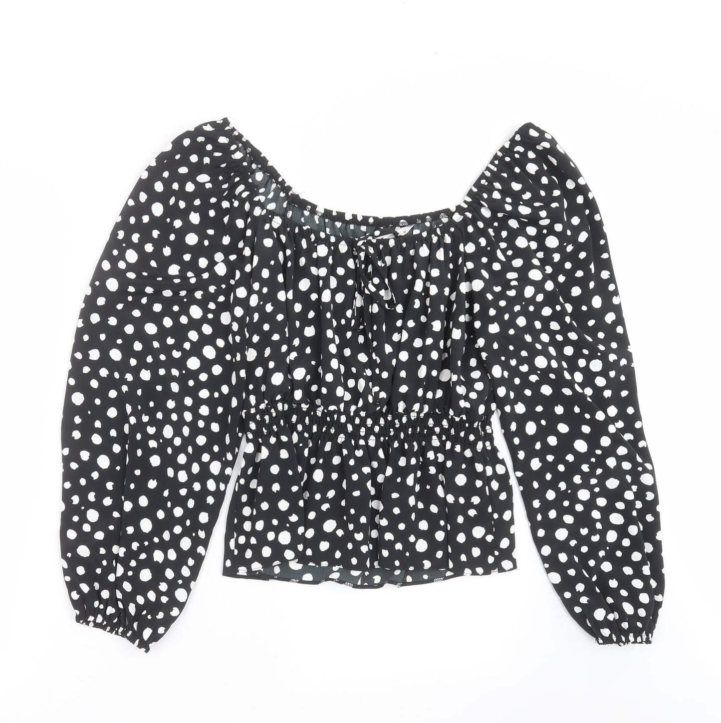 TU Womens Black Polka Dot  Basic Blouse Size 10