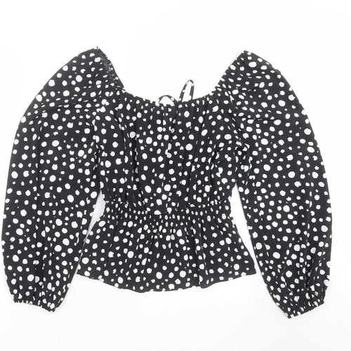 TU Womens Black Polka Dot  Basic Blouse Size 10