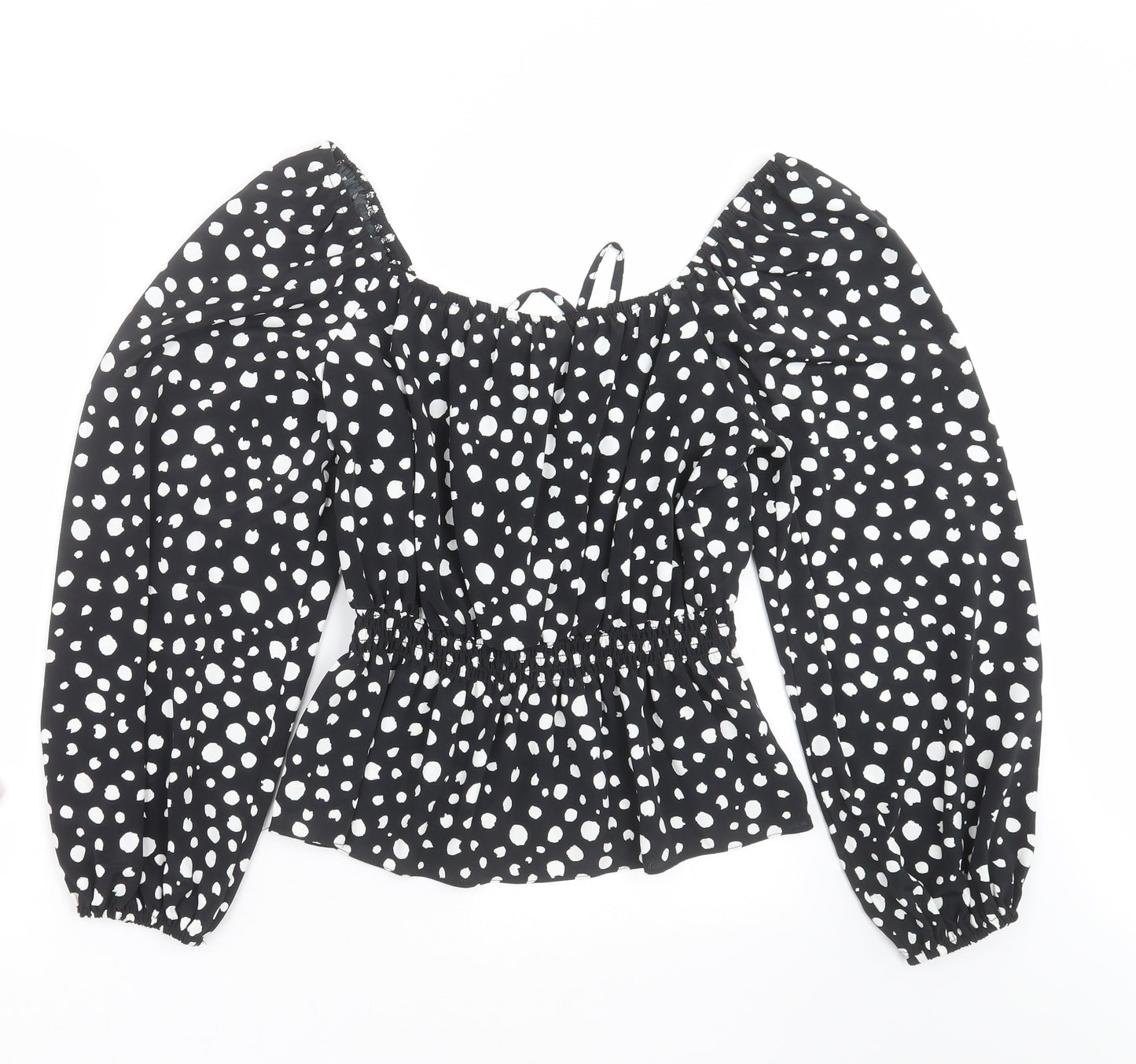 TU Womens Black Polka Dot  Basic Blouse Size 10