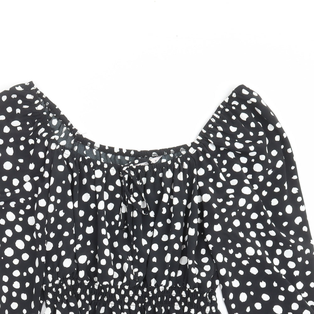 TU Womens Black Polka Dot  Basic Blouse Size 10
