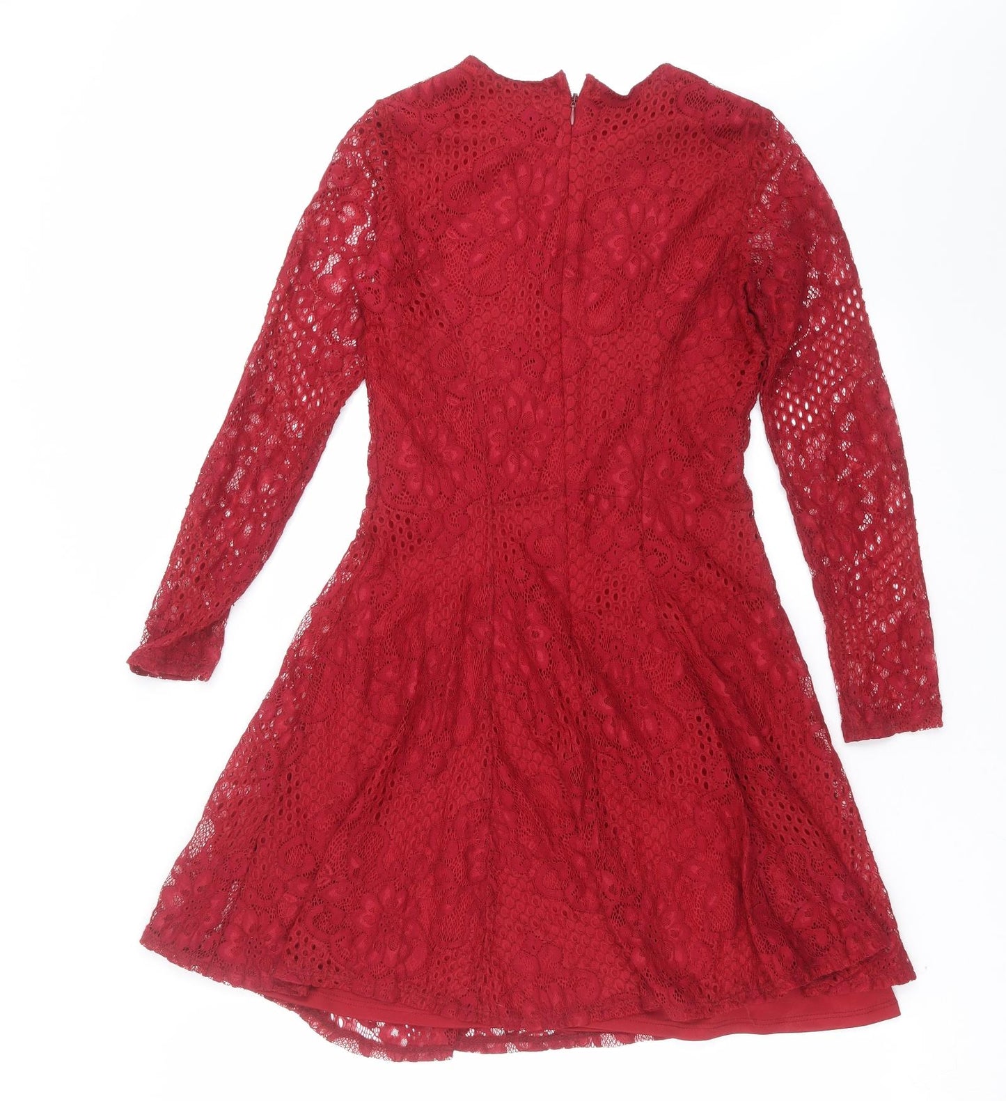 Miss Selfridge Womens Red Floral  Fit & Flare  Size 6  - lace