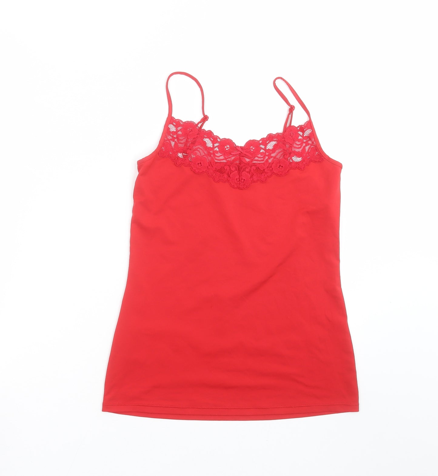 Marks and Spencer Womens Red   Camisole T-Shirt Size 8  - lace trim