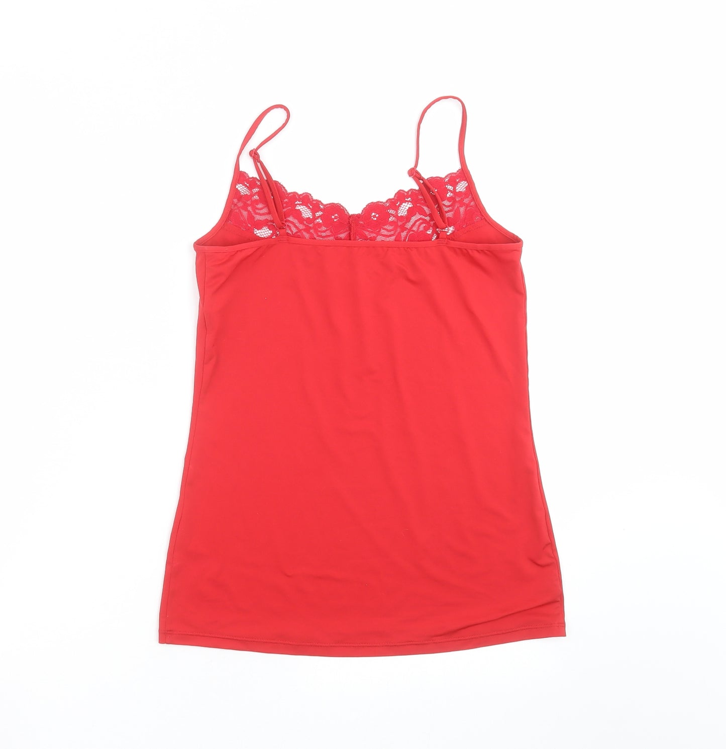 Marks and Spencer Womens Red   Camisole T-Shirt Size 8  - lace trim