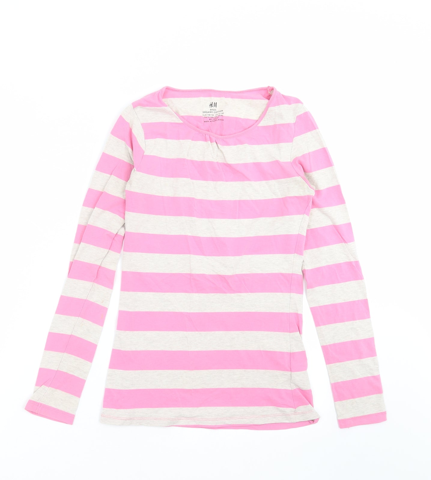 H&M Girls Pink Striped  Basic T-Shirt Size 12-13 Years