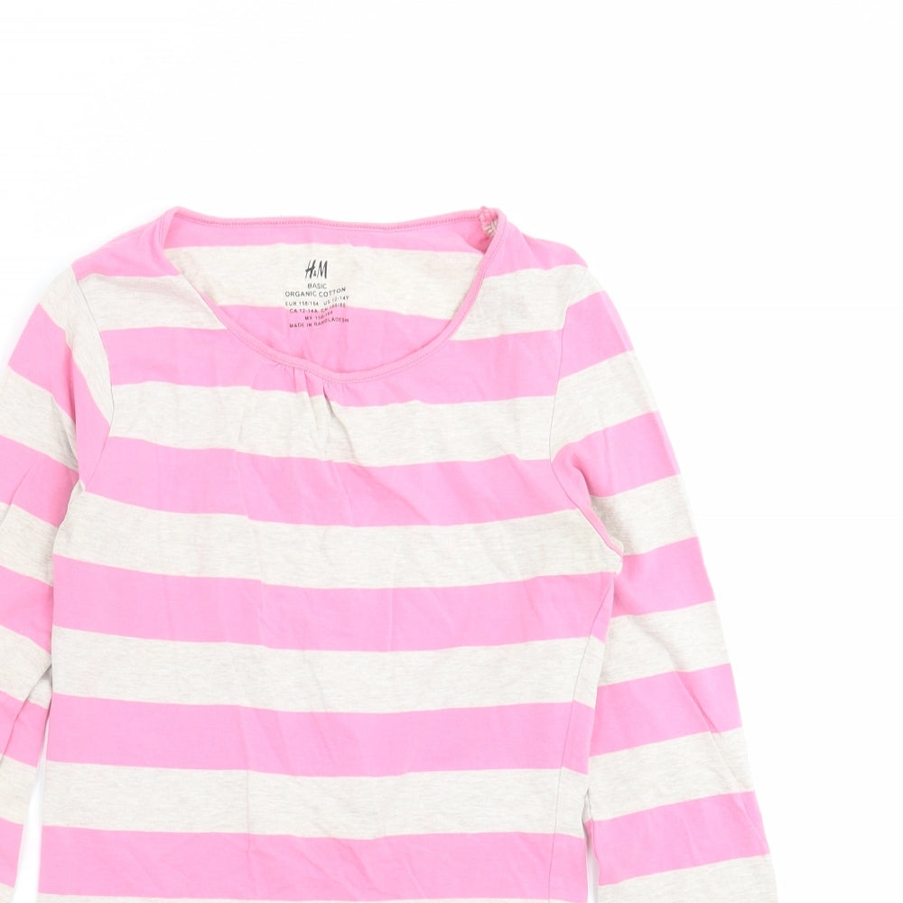 H&M Girls Pink Striped  Basic T-Shirt Size 12-13 Years