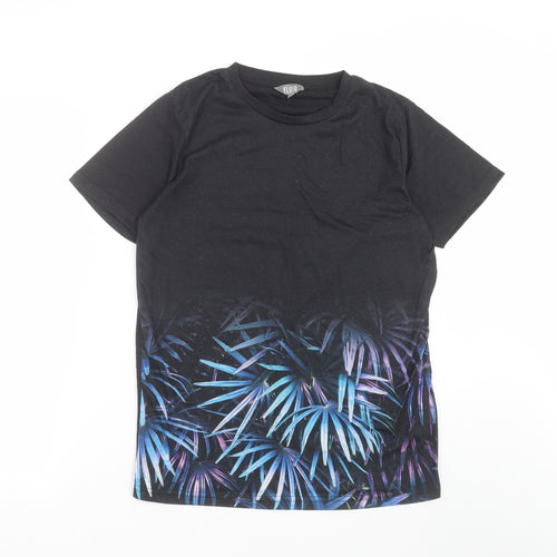 Fluid Mens Black Floral   T-Shirt Size M