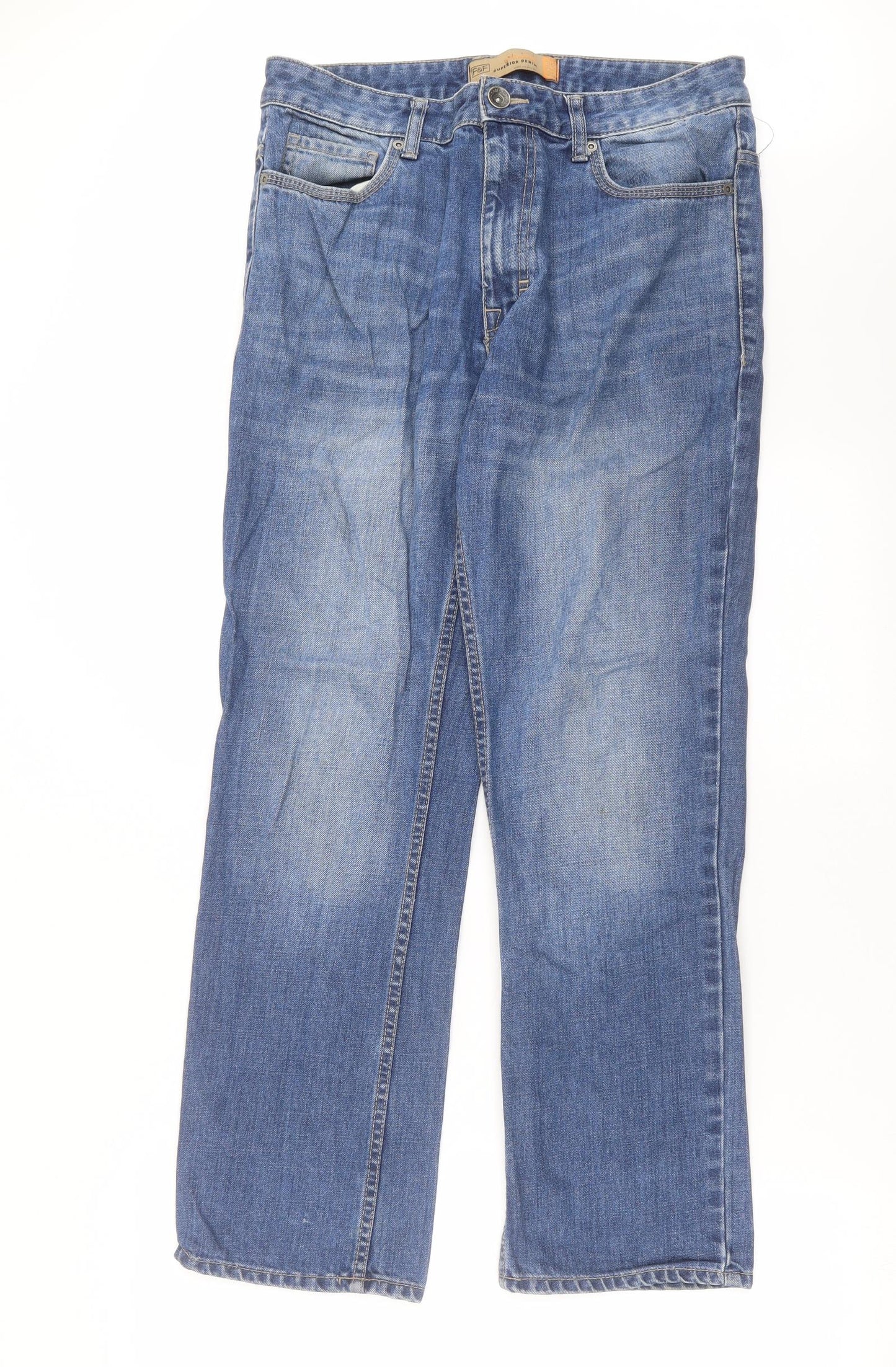 F&F Mens Blue  Denim Straight Jeans Size 32 in L30 in