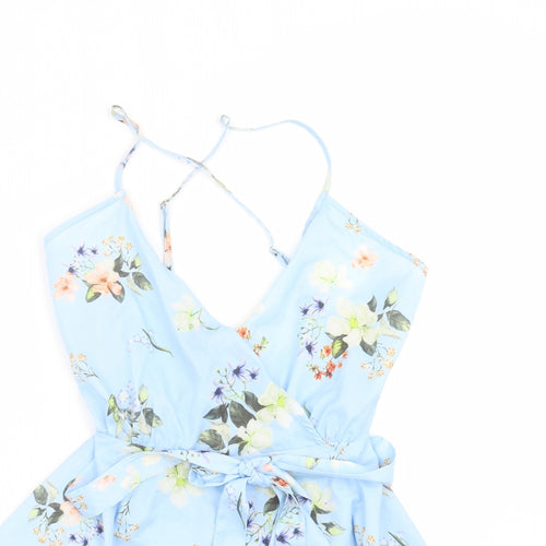 PARISIAN Womens Blue Floral  Playsuit One-Piece Size 14