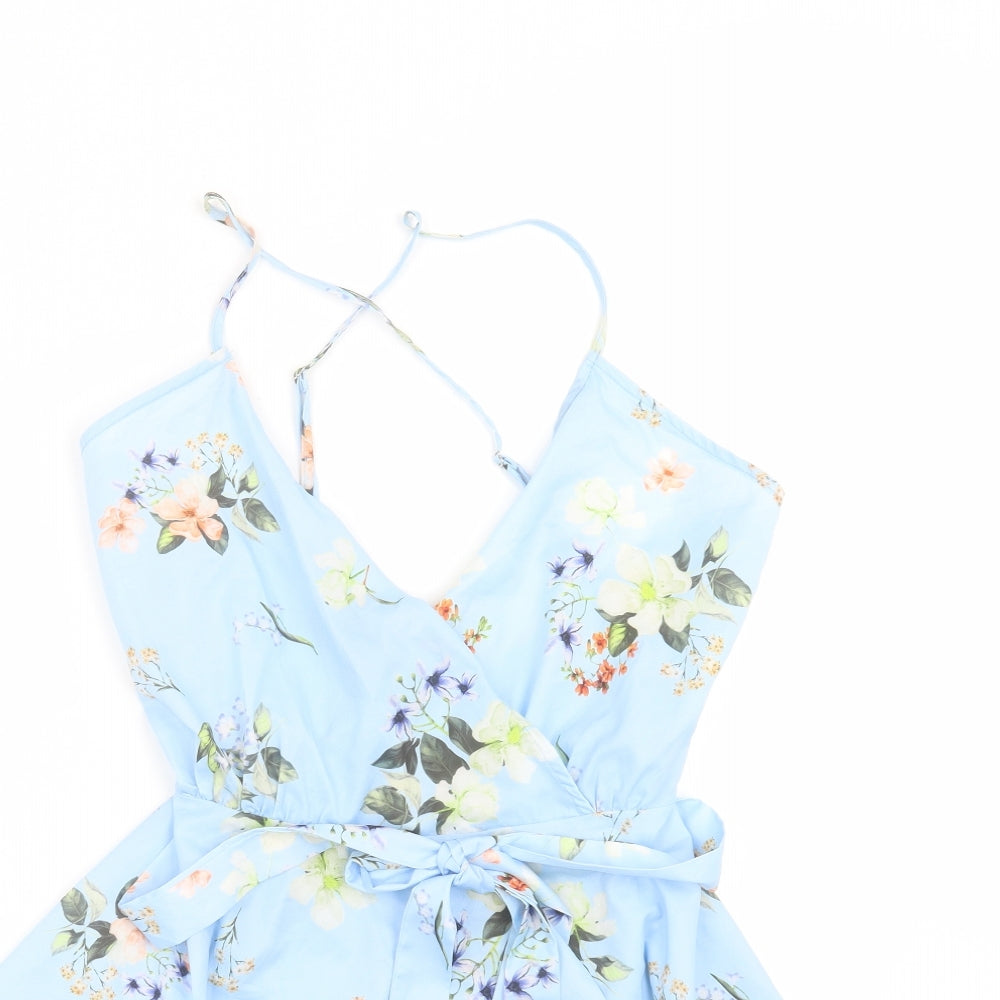 PARISIAN Womens Blue Floral  Playsuit One-Piece Size 14