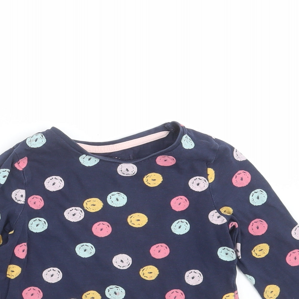 F&F Girls Blue Polka Dot  Basic T-Shirt Size 3-4 Years