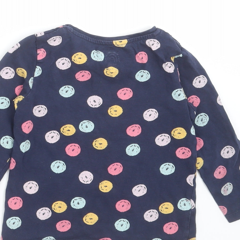 F&F Girls Blue Polka Dot  Basic T-Shirt Size 3-4 Years
